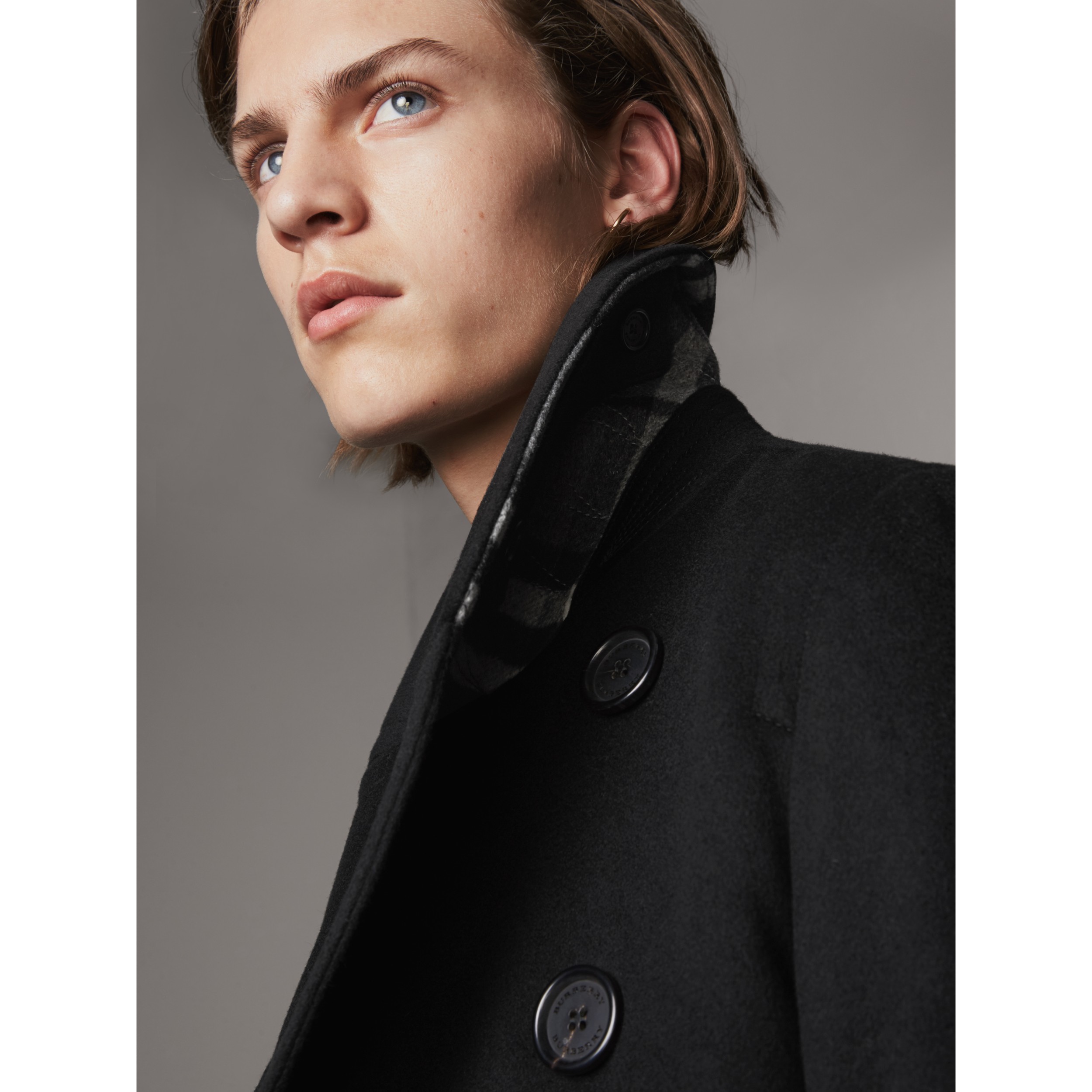 Wool Cashmere Pea Coat in Black - Men | Burberry United States