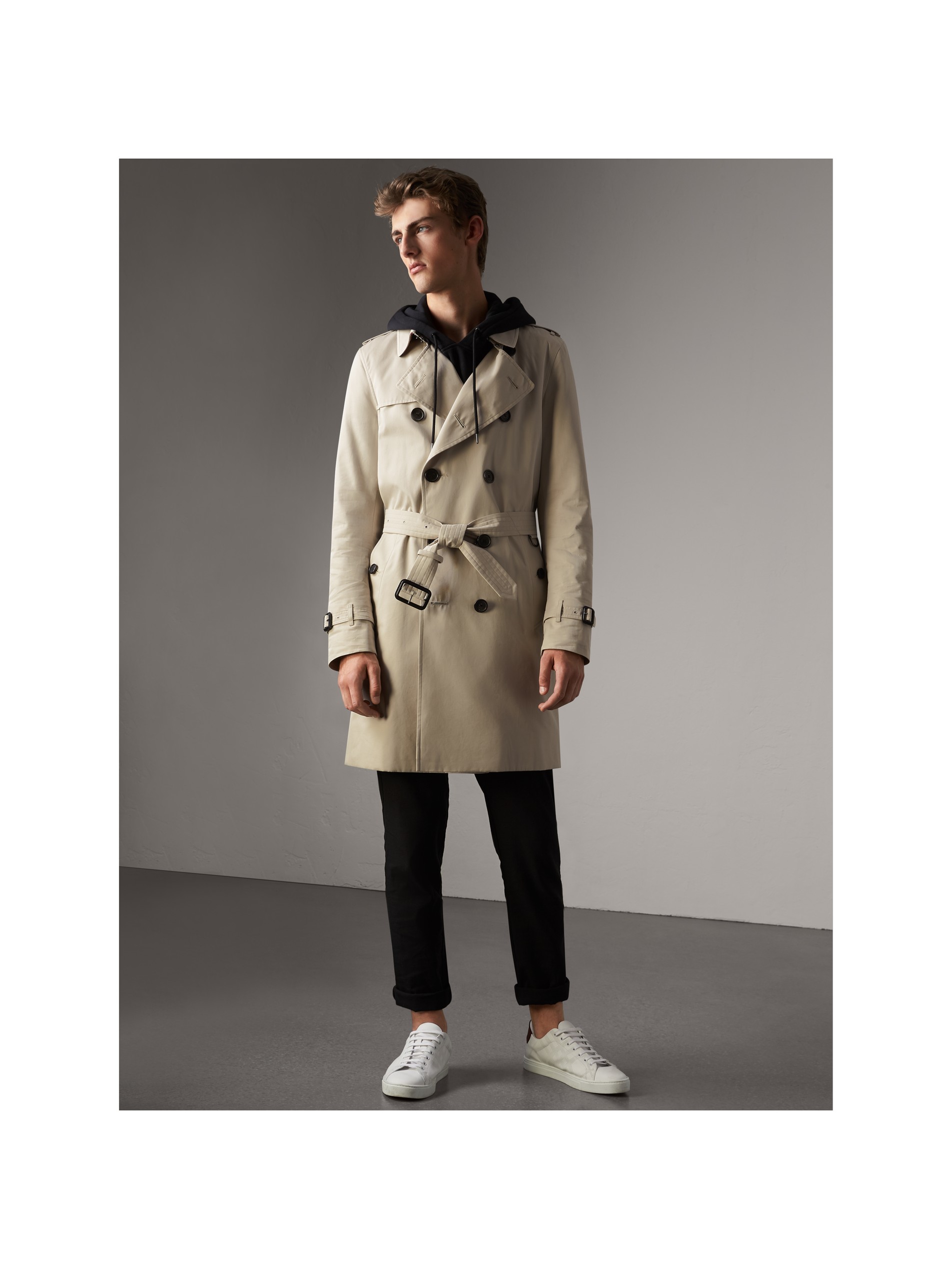 肯辛顿版型 - 长款 trench 风衣 (石色) - 男士 | burberry 博柏利