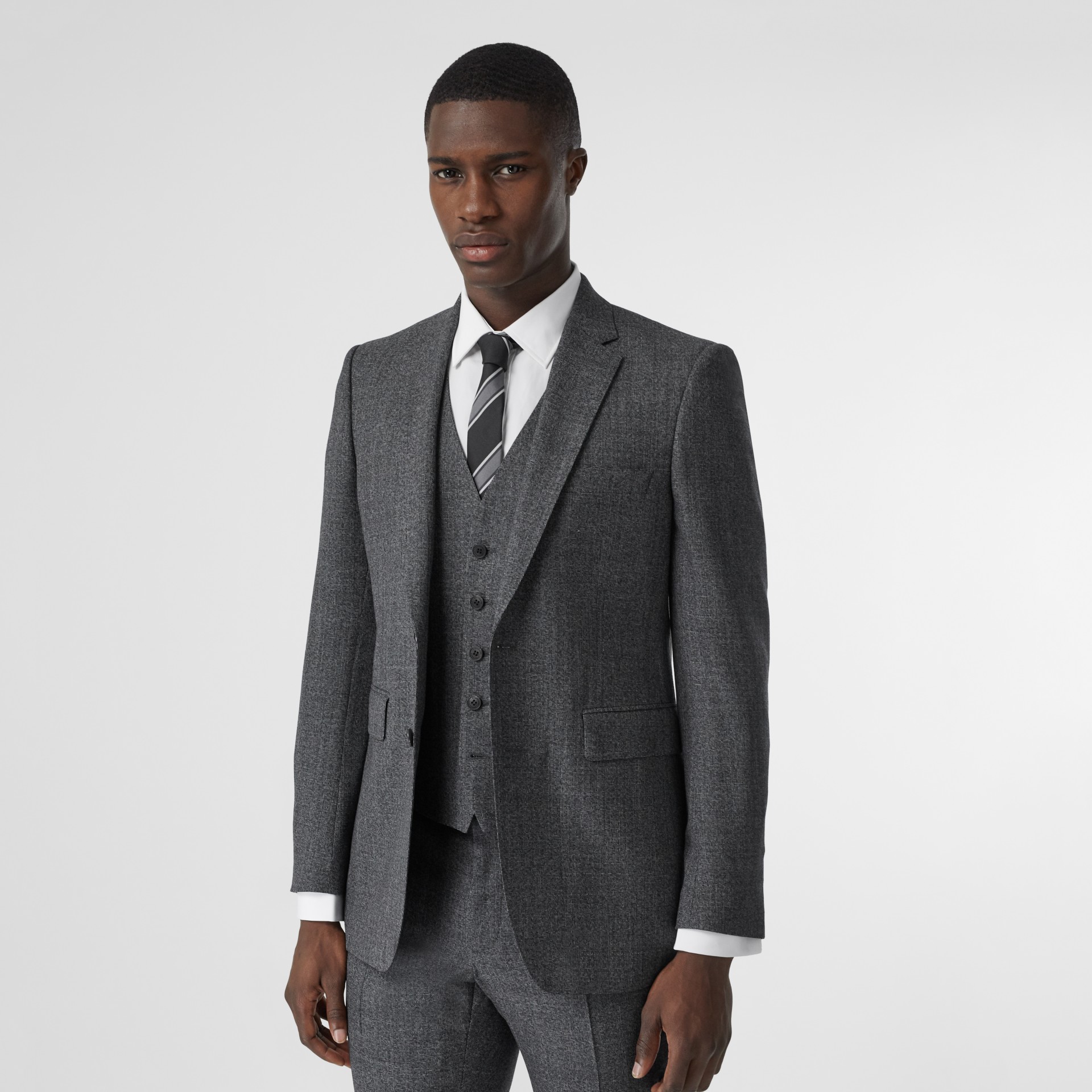 Classic Fit Melange Wool Three-piece Suit in Charcoal - Men | Burberry ...