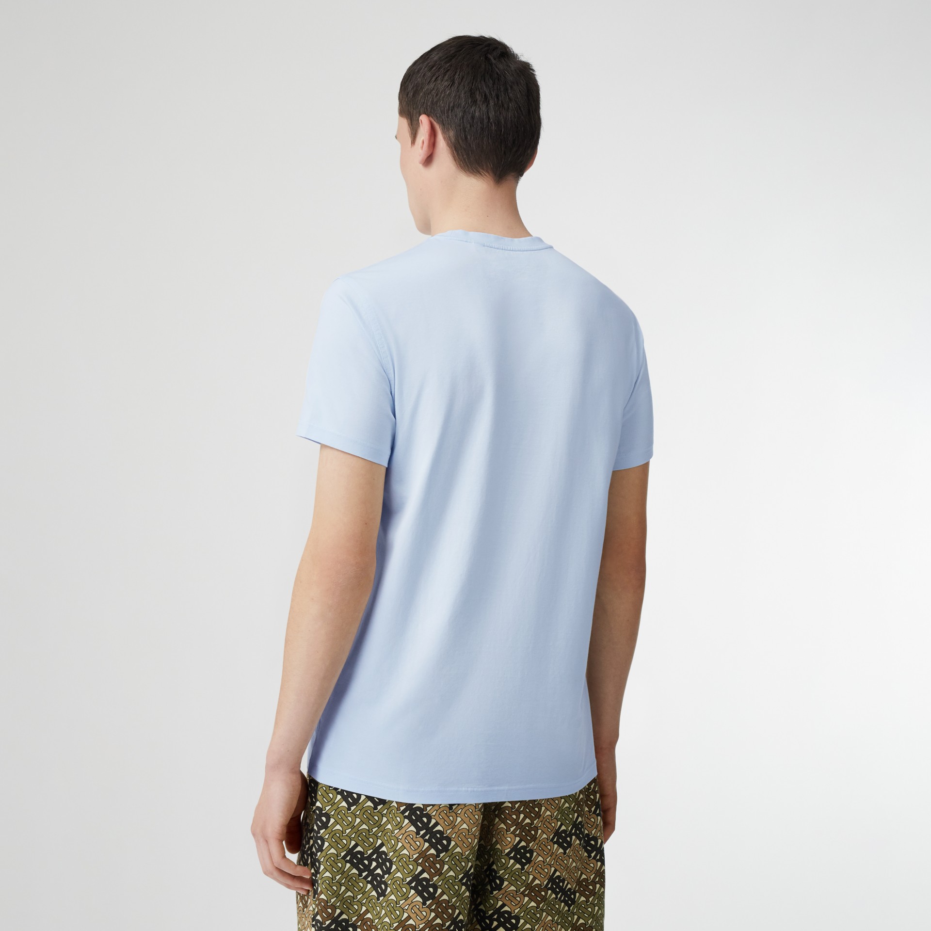 Monogram Motif Cotton T-shirt in Pale Blue - Men | Burberry United States