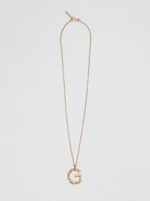 Burberry ‘g' Alphabet Charm Gold-plated Necklace In Light Gold