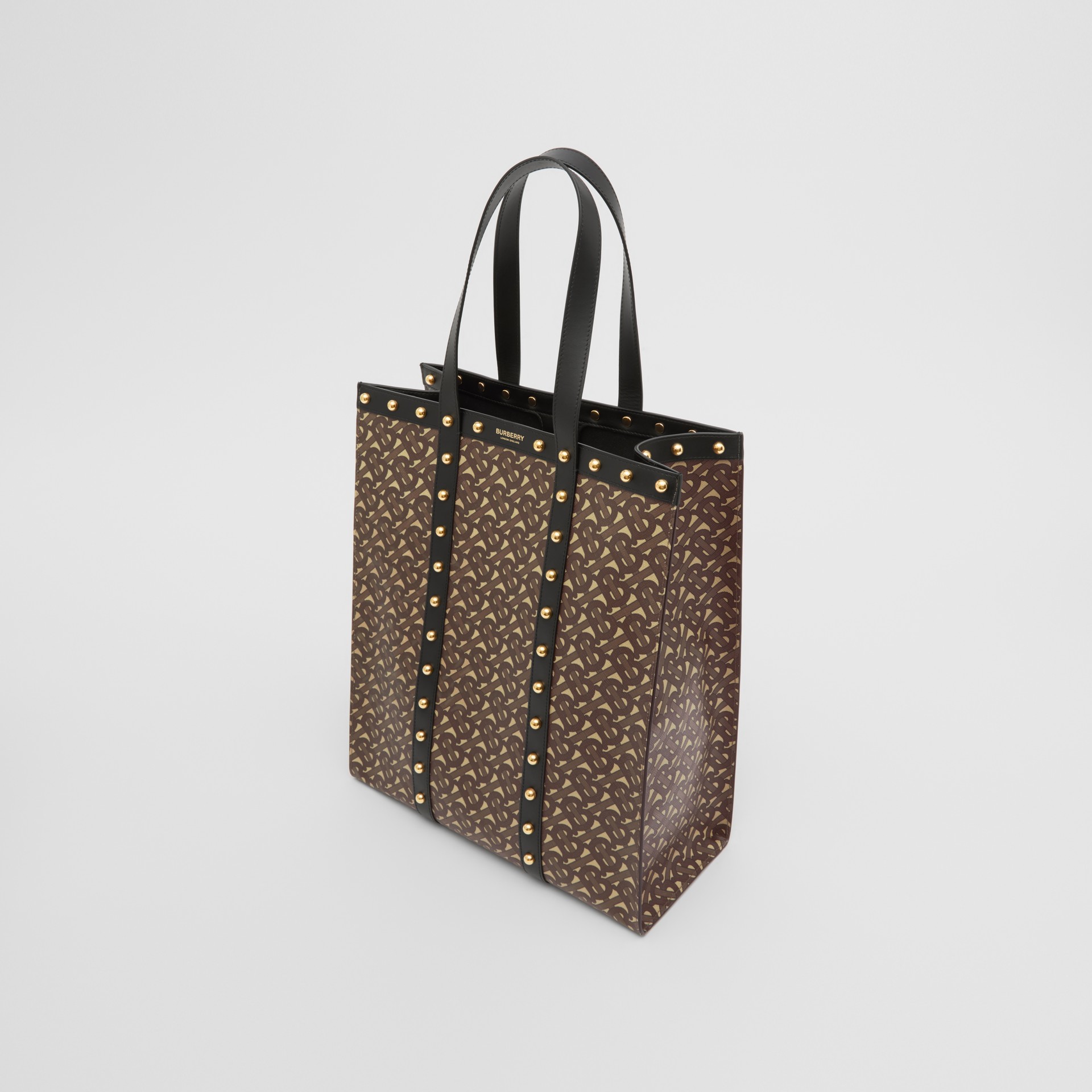 Monogram Print E-canvas Portrait Tote Bag in Black | Burberry United States