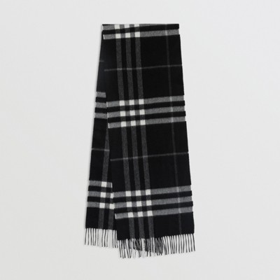 Check Cashmere Scarf in Black | Burberry