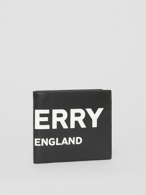 BURBERRY Logo Print Leather International Bifold Wallet