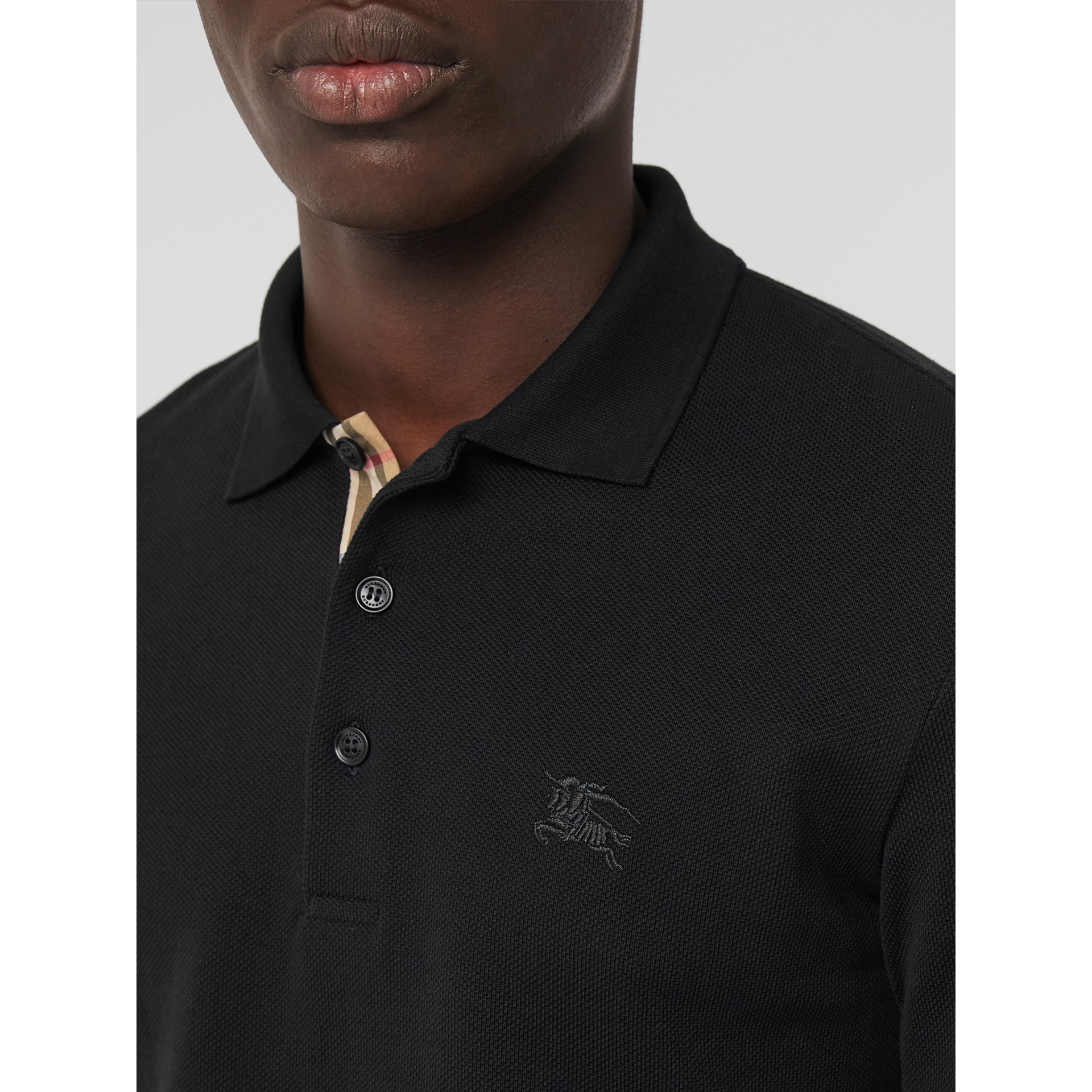 mens black burberry polo