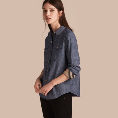 denim checkered shirt