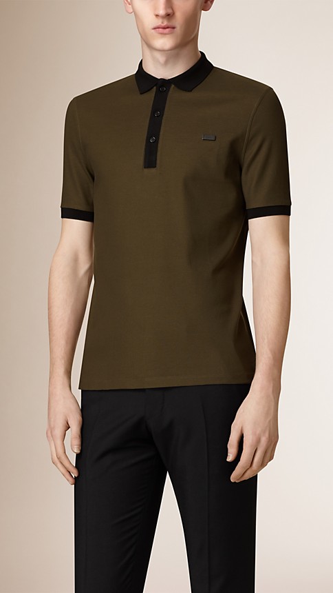Mil olive / black Mercerised Cotton Polo Shirt - Image 1
