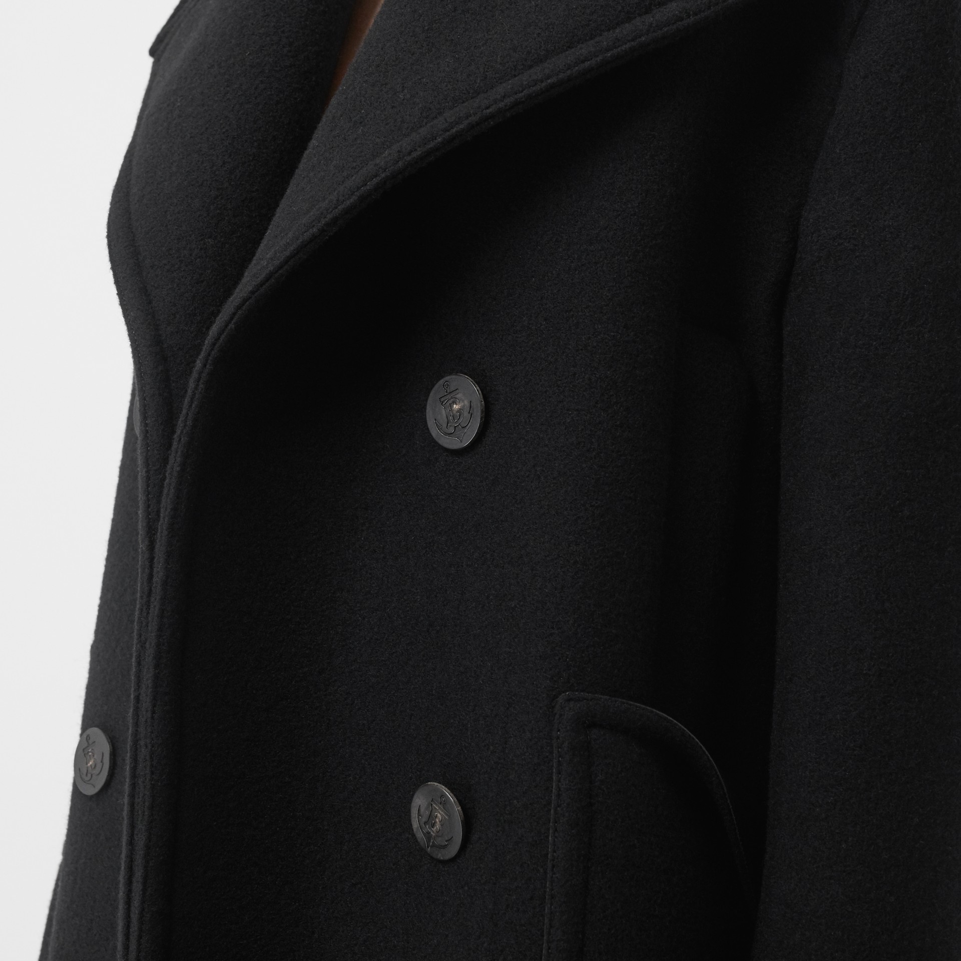 Wool Oversized Pea Coat in Black - Women | Burberry Australia