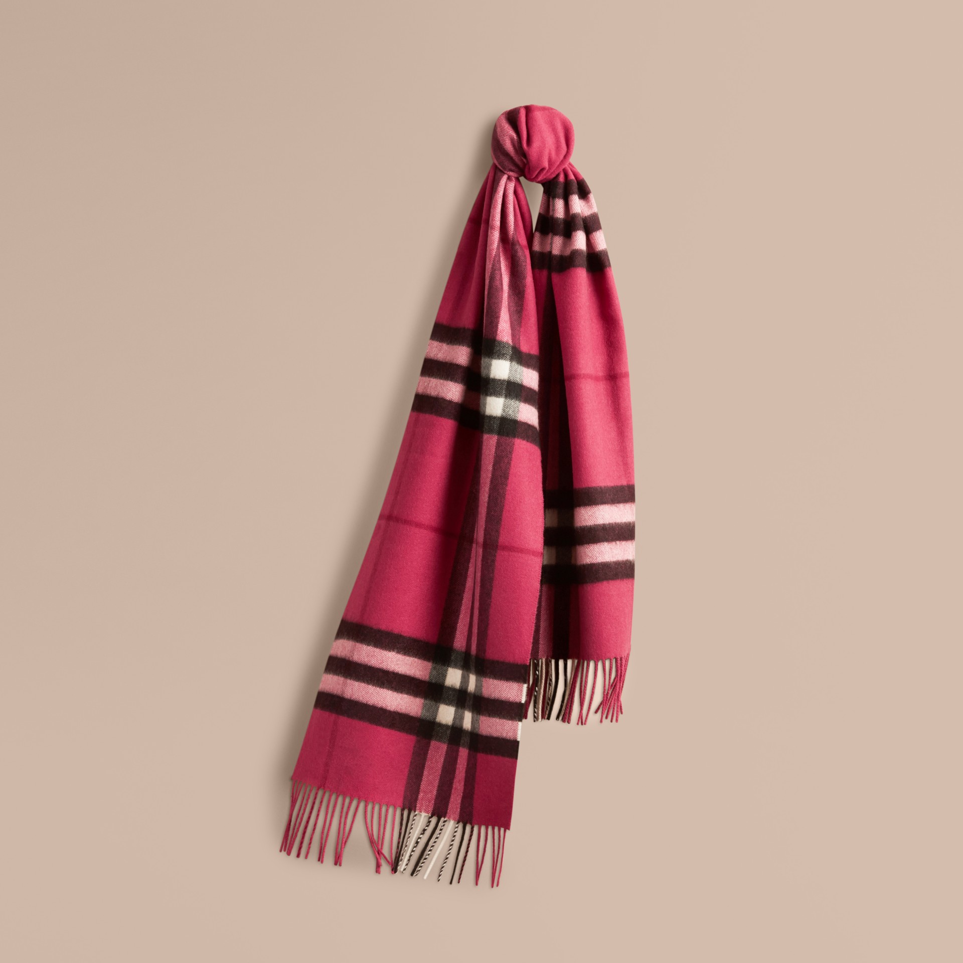 The Classic Check Cashmere Scarf in Fuchsia Pink | Burberry