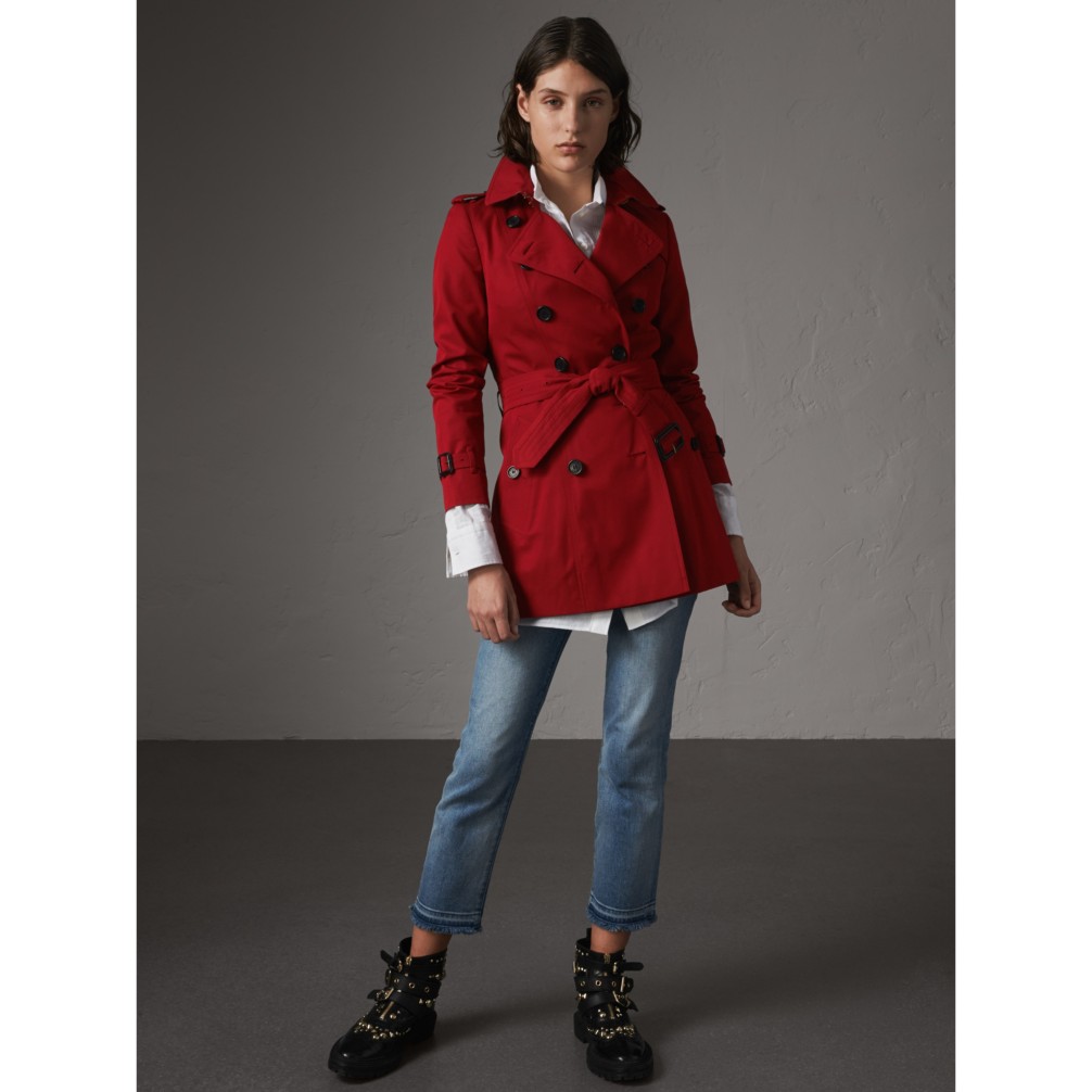 切尔西版型 - 短款 trench 风衣 (缤纷红色) - 女士 | burberry