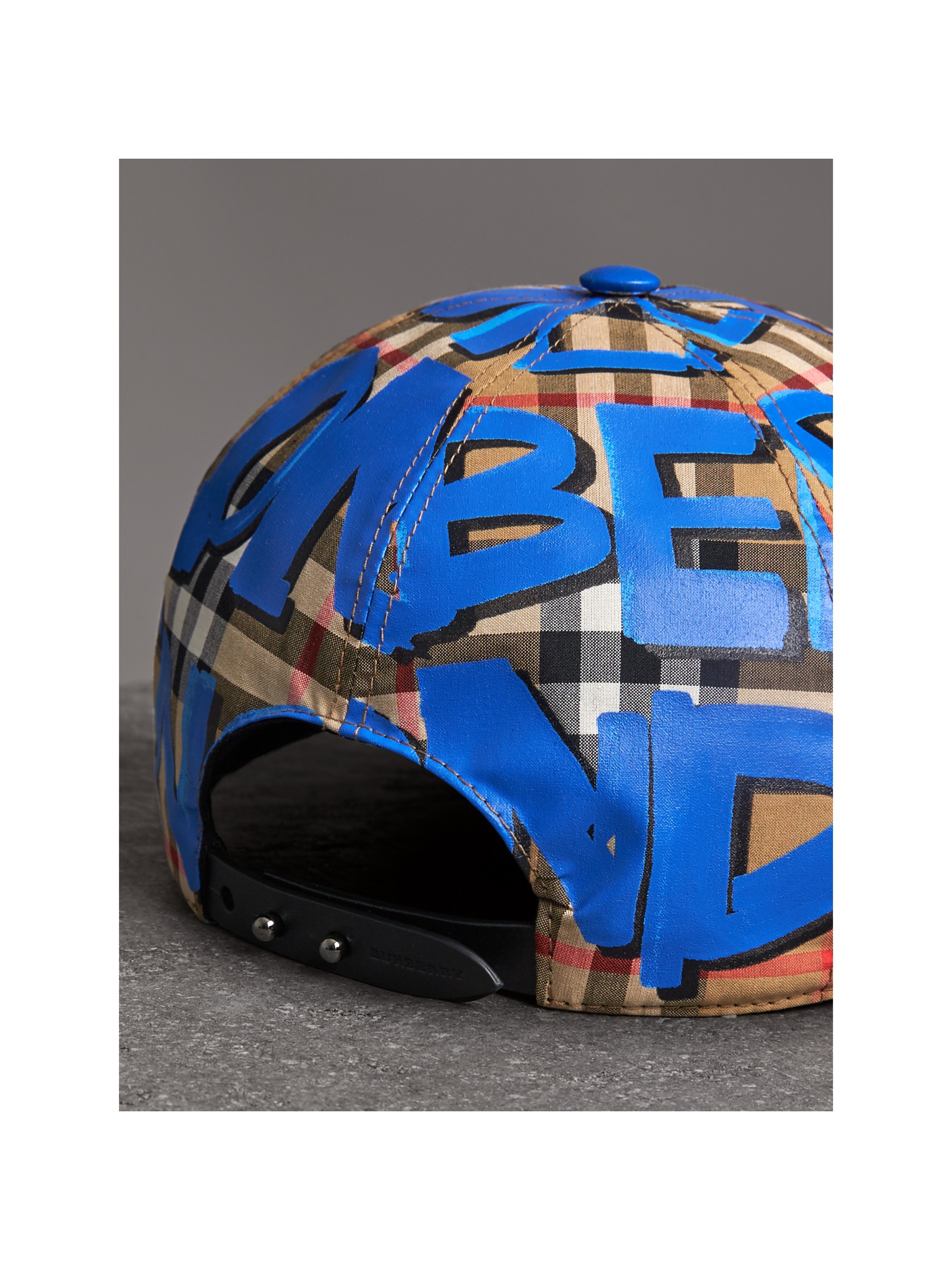 蓝色vintage 格纹涂鸦印花棒球帽 产品图片51