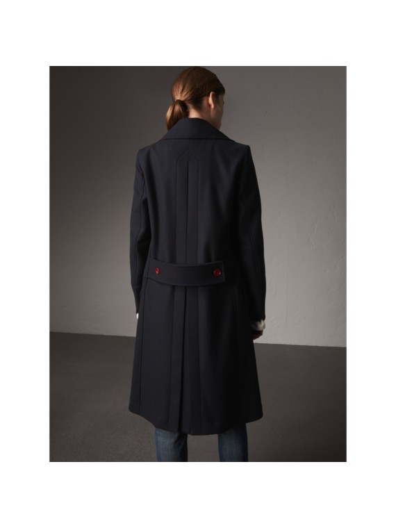 Resin Button Wool Oversize Coat in True Navy Women Burberry United Kingdom