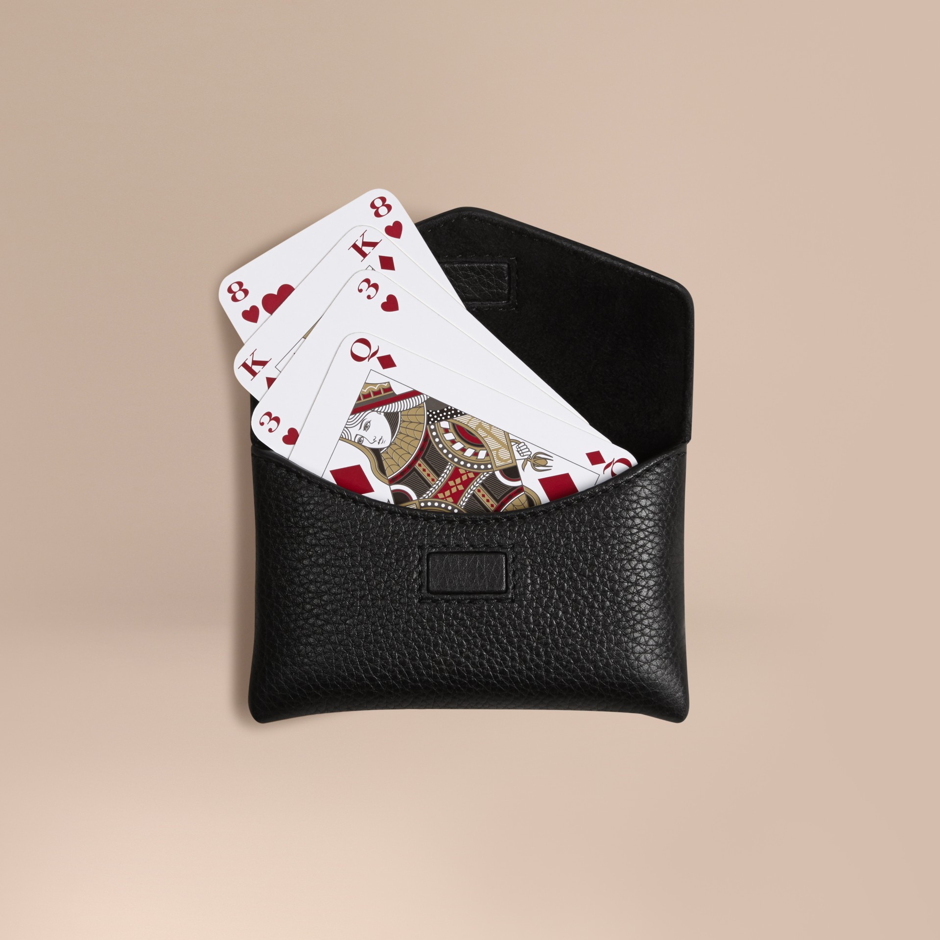 Grainy Leather Playing Card Case in Black Burberry United States