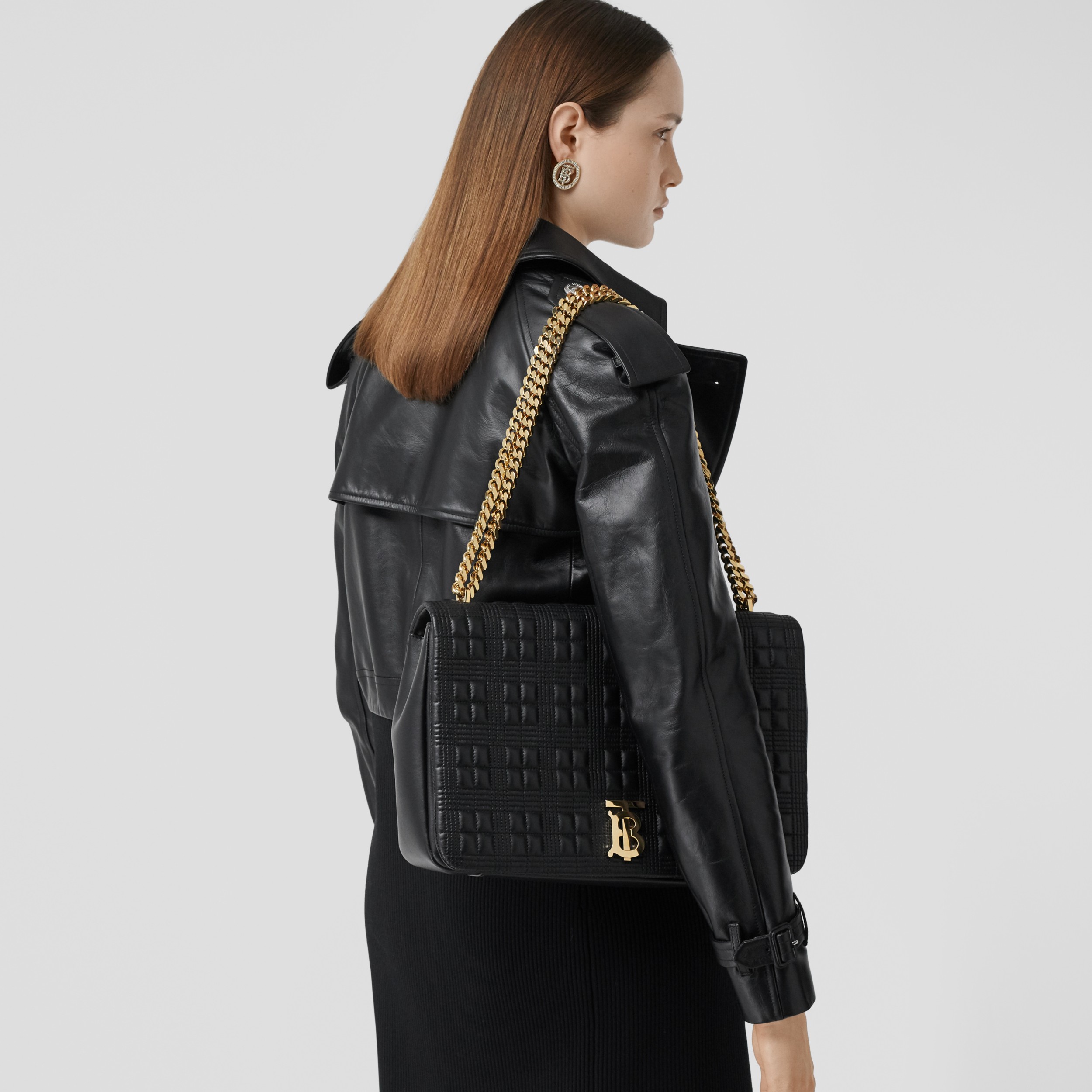 Extra Large Quilted Lambskin Lola Bag in Black - Women | Burberry ...