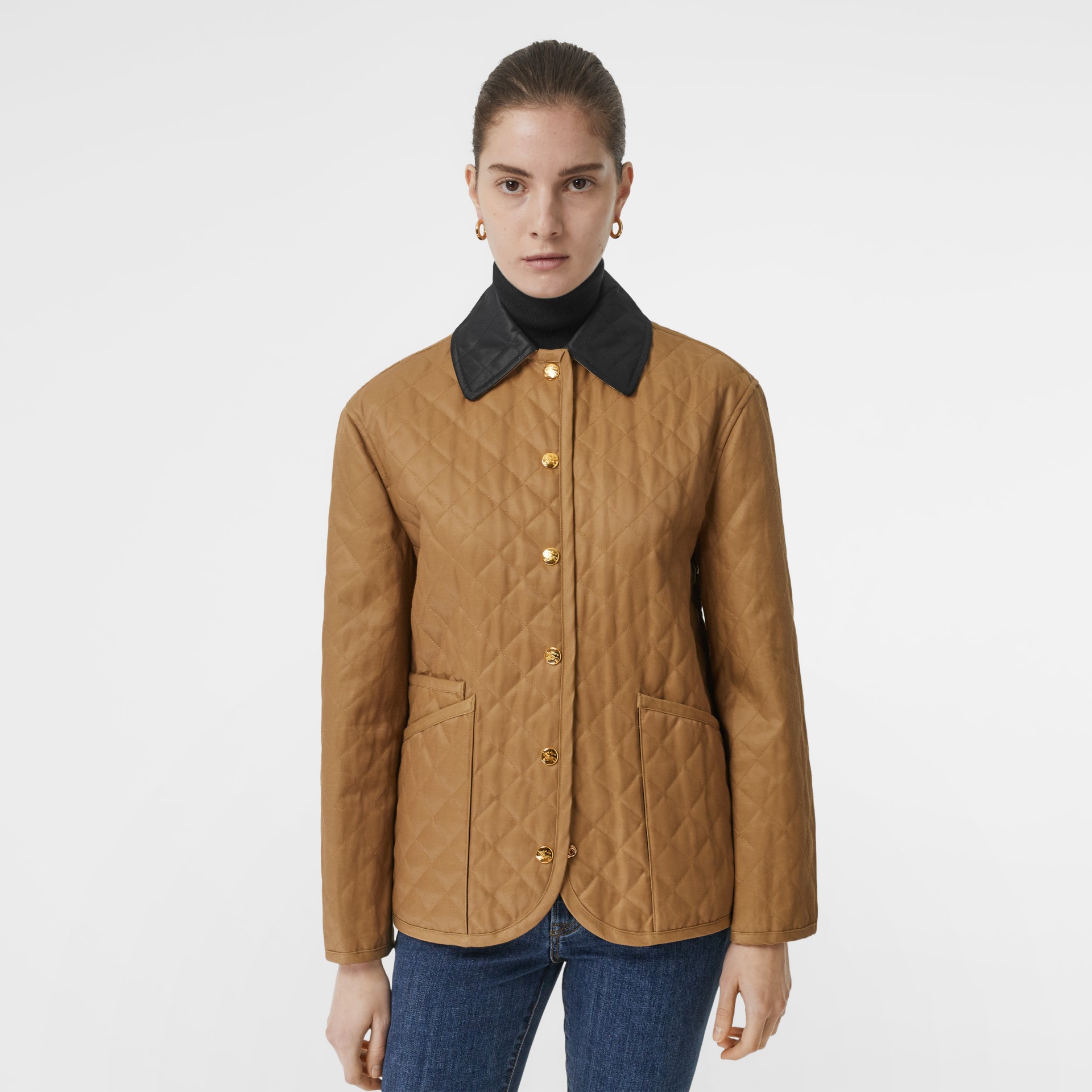 Diamond Quilted Barn Jacket in Camel Women Burberry United States
