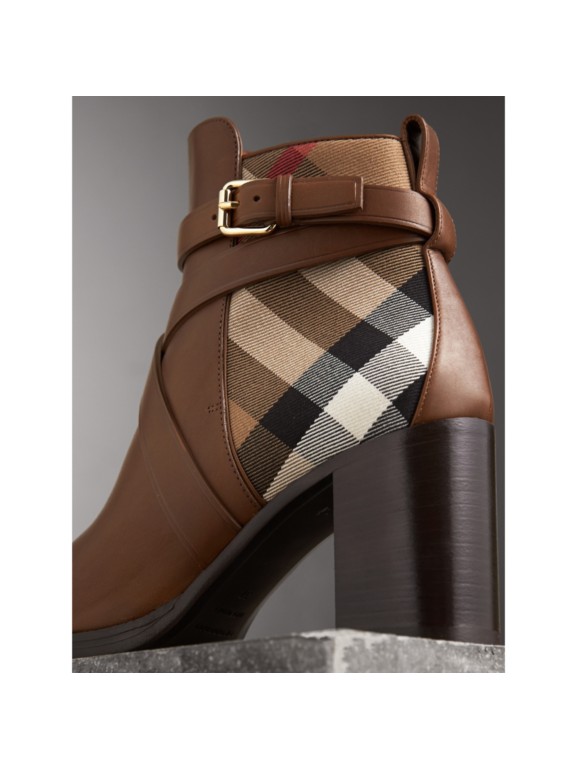 burberry house check ankle boots