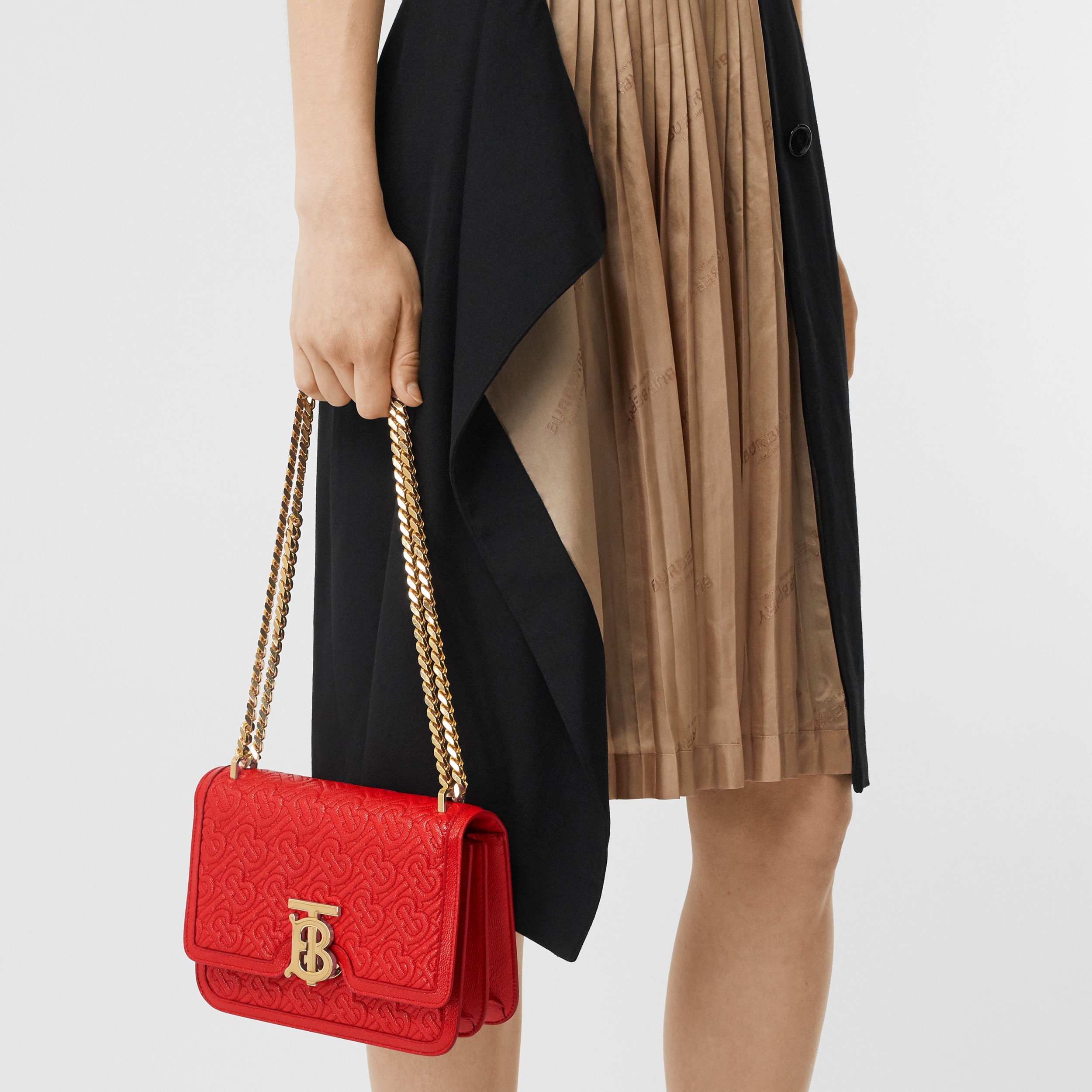 Small Quilted Monogram Leather TB Bag in Bright Red - Women | Burberry