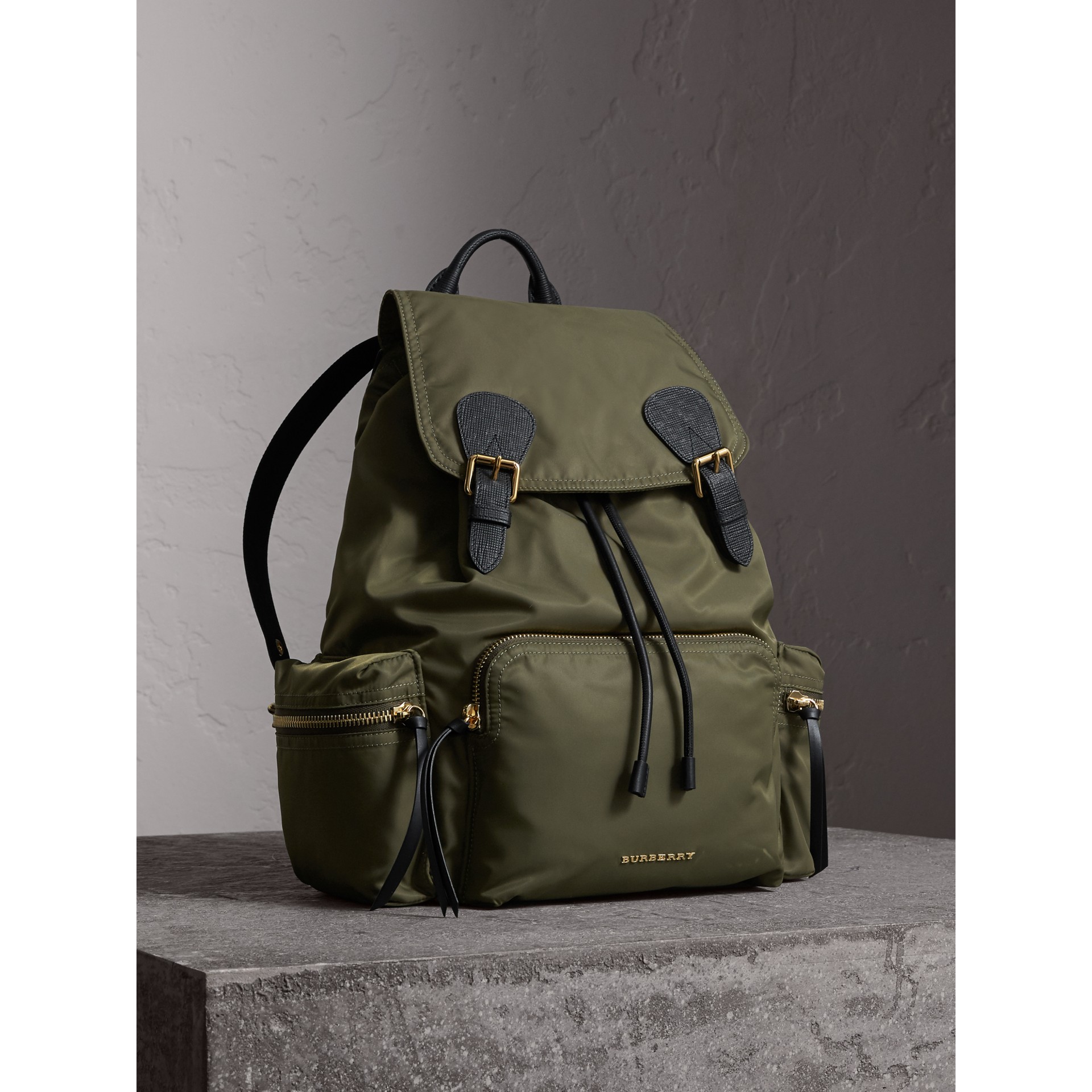 BURBERRY The Large Rucksack in Technical Nylon and Leather