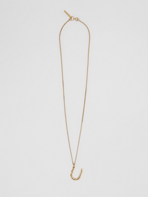 Burberry ‘u' Alphabet Charm Gold-plated Necklace In Light Gold