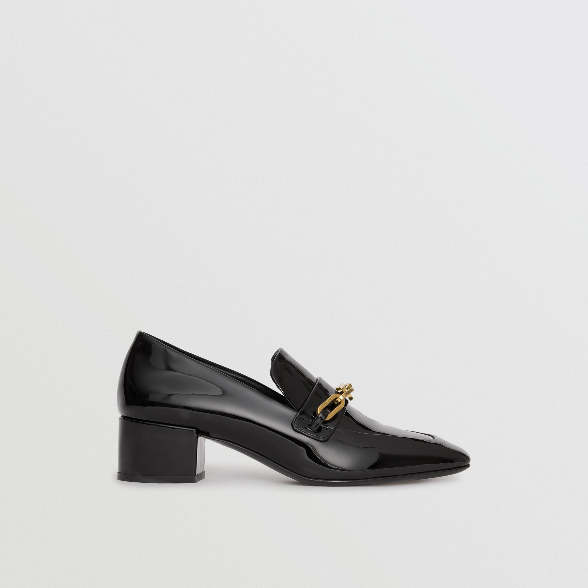 Link Detail Patent Leather Block-heel Loafers in Black - Women ...