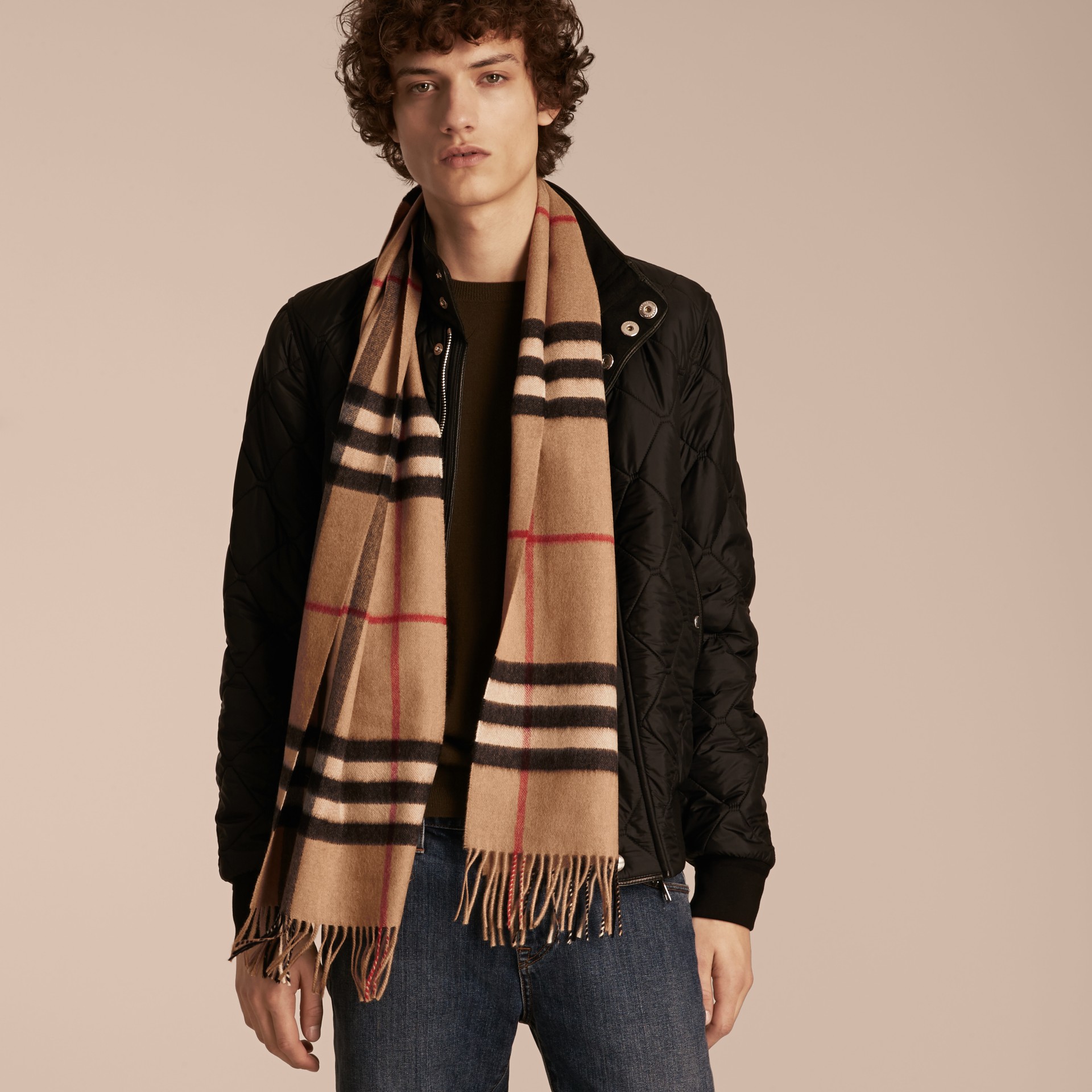 The Classic Check Cashmere Scarf in Camel | Burberry Canada