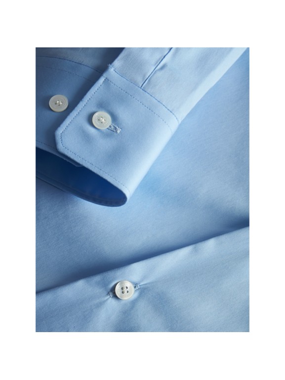 Modern Fit Stretch Cotton Shirt in City Blue - Men | Burberry United States