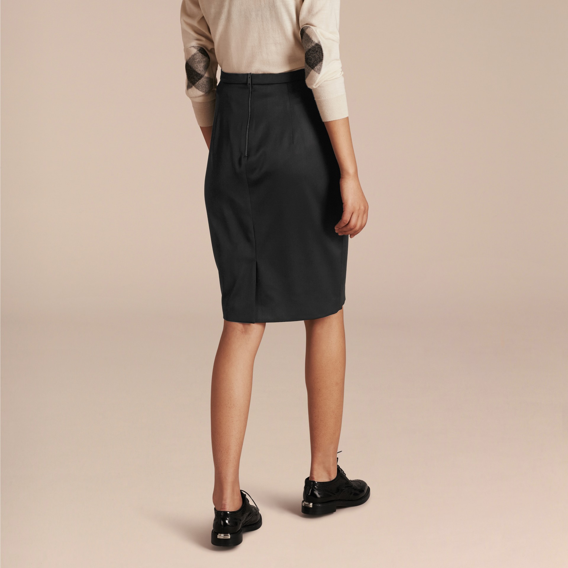 Stretch Virgin Wool Tailored Pencil Skirt | Burberry