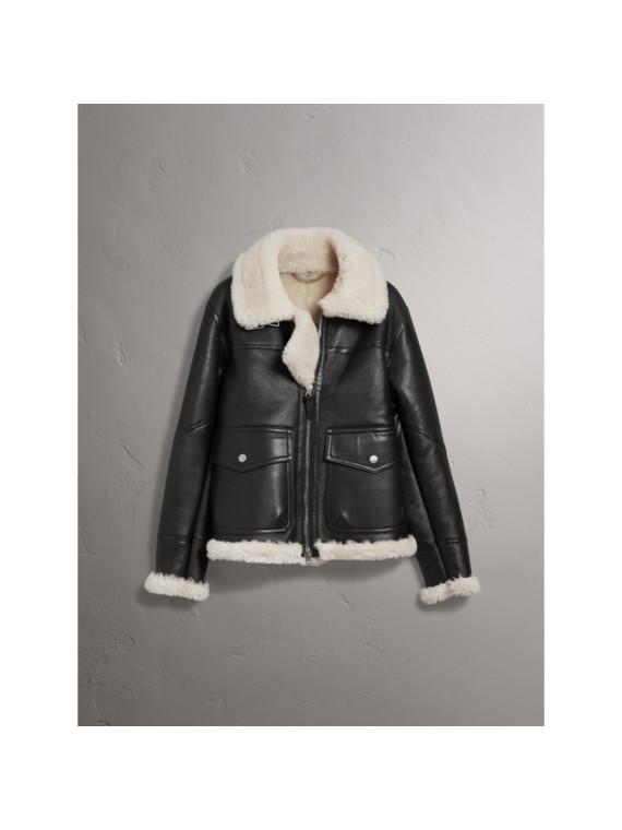 Shearling Aviator Jacket in Black - Men | Burberry United States