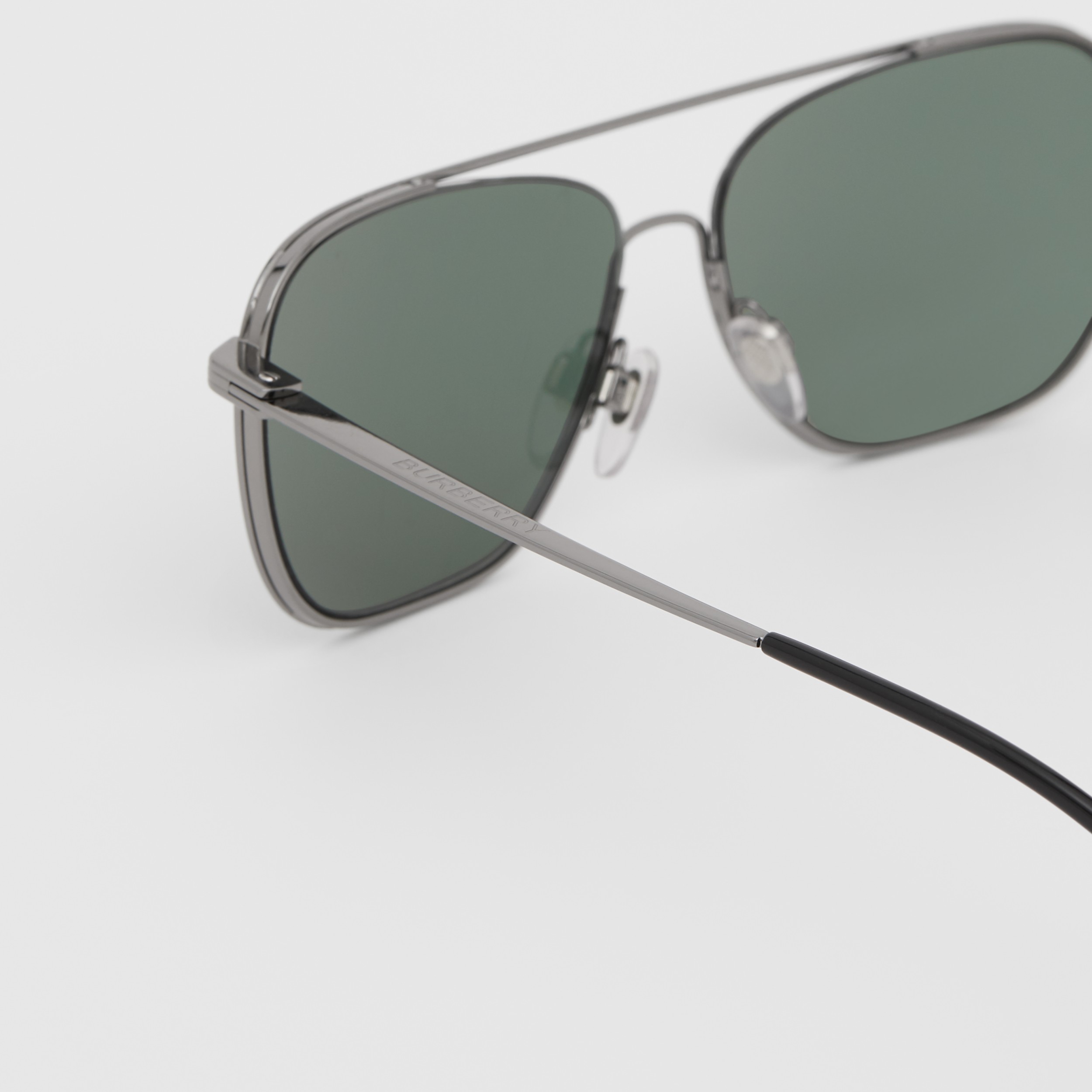 check detail square frame sunglasses