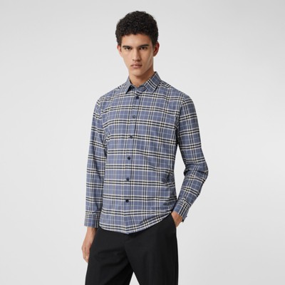 check stretch cotton shirt burberry