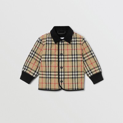 burberry check detail diamond quilted jacket
