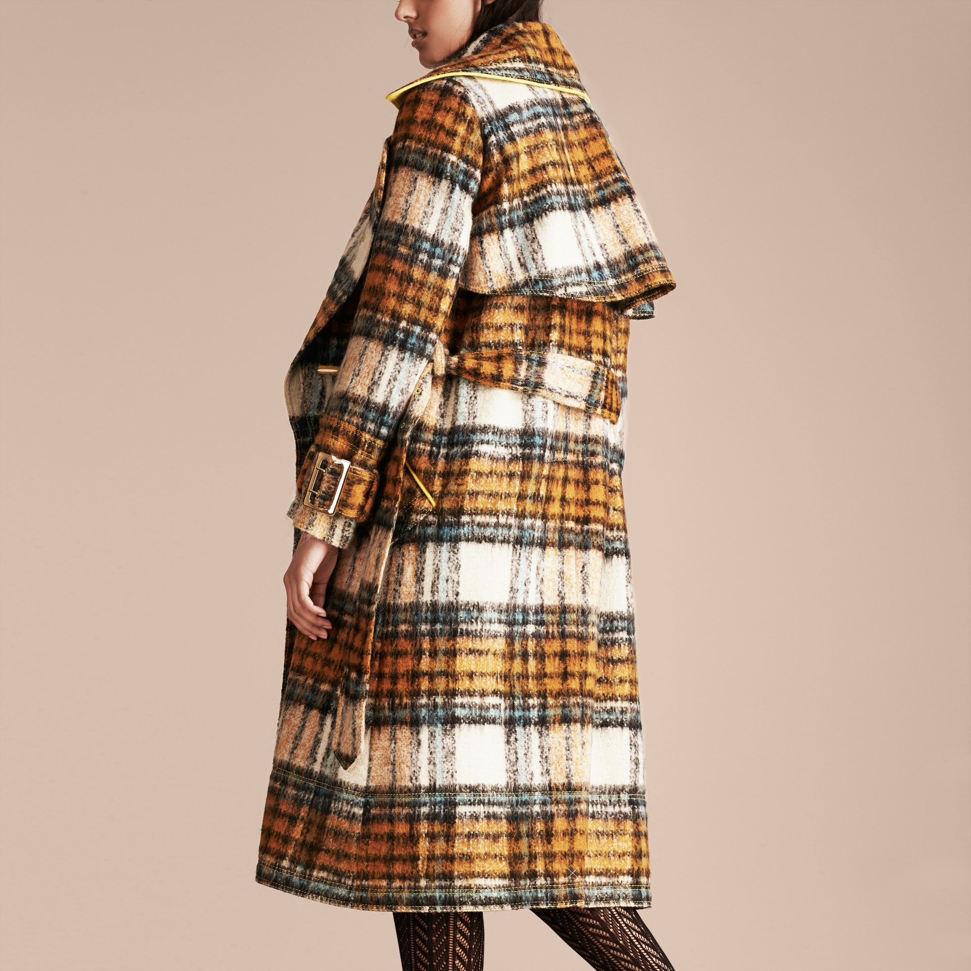 Tartan Brushed Wool Mohair Coat Burberry
