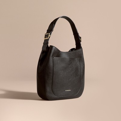 Textured Leather Shoulder Bag in Black - Women | Burberry United States