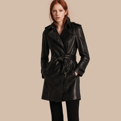 Lambskin Trench Coat in Black - Women | Burberry United States