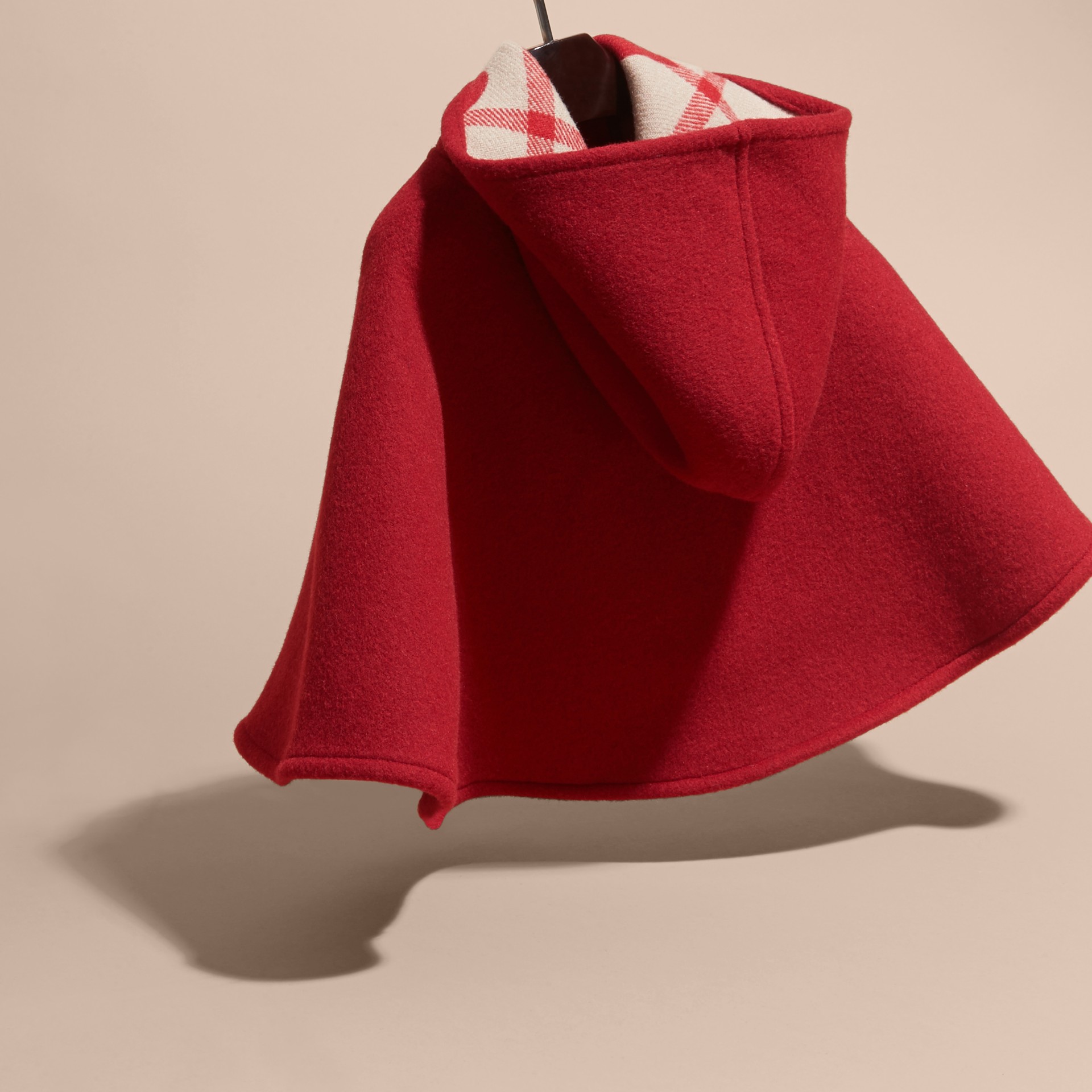 Hooded Wool Aline Cape Windsor Red Burberry