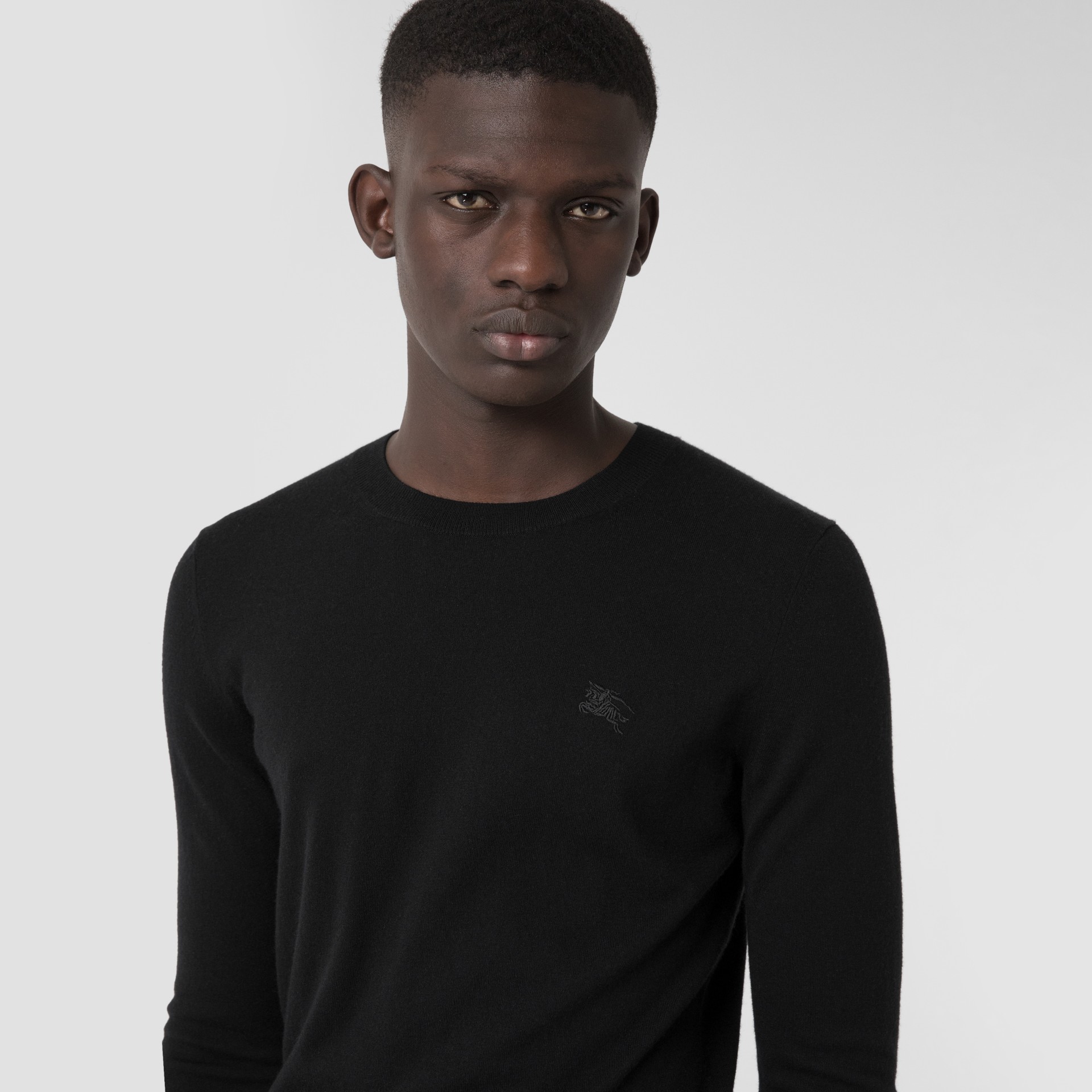 Crew Neck Cashmere Sweater in Black Men Burberry United States