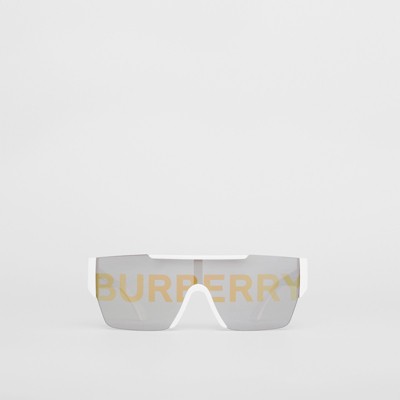 Logo Lens D-frame Sunglasses in White 