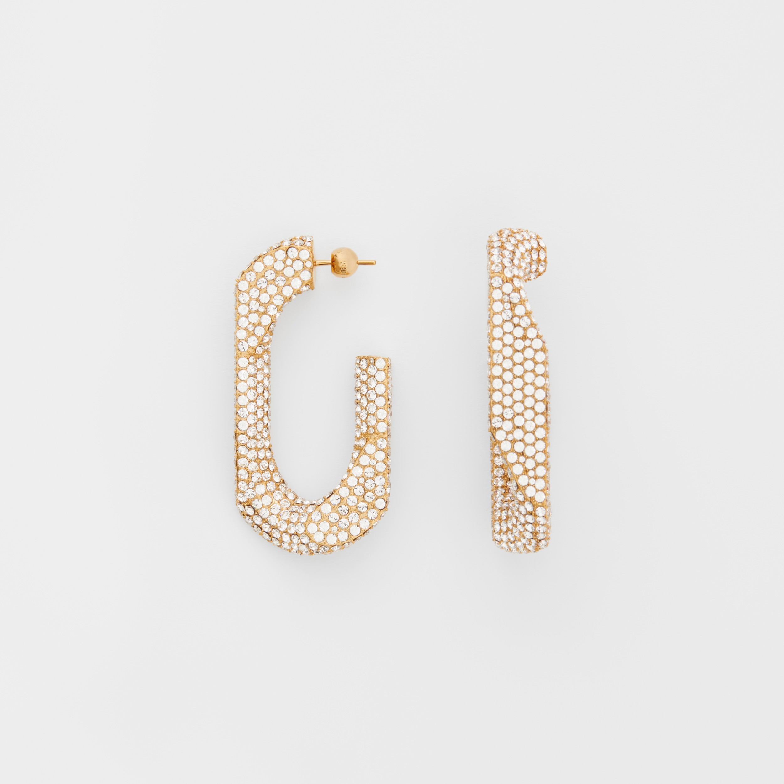 Crystal Goldplated Chainlink Hoop Earrings in Light Gold/crystal