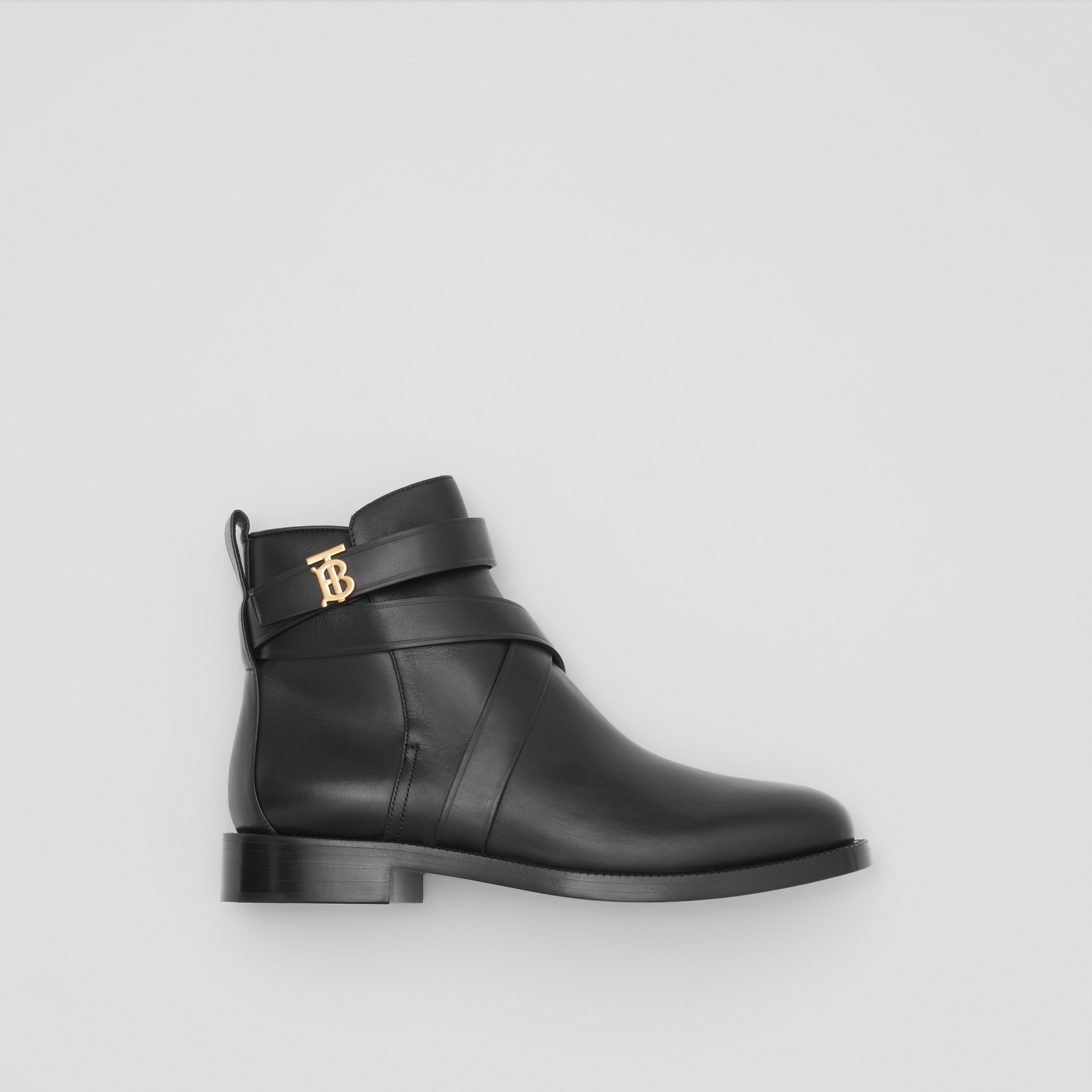 Monogram Motif Leather Ankle Boots in Black - Women | Burberry United ...