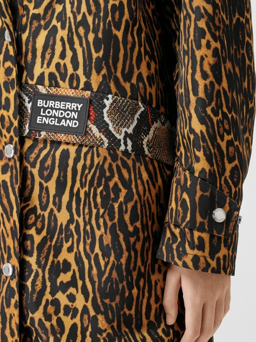 BURBERRY Animal Print Nylon Twill Parka