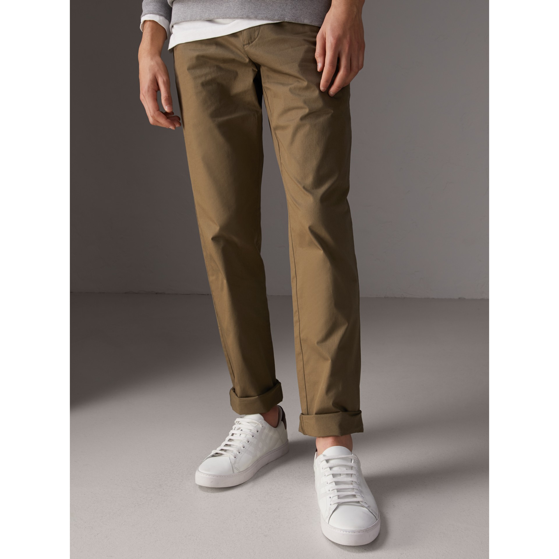 green slim fit chinos