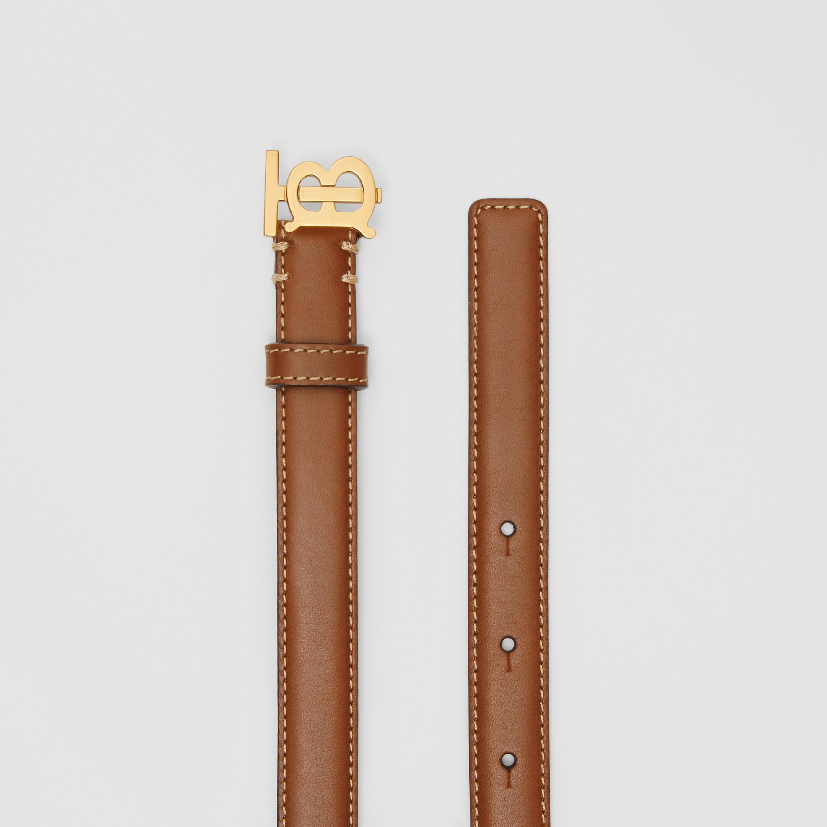 Cintura in pelle con impunture e monogramma (Marroncino/oro Chiaro) - Donna | Burberry - 5