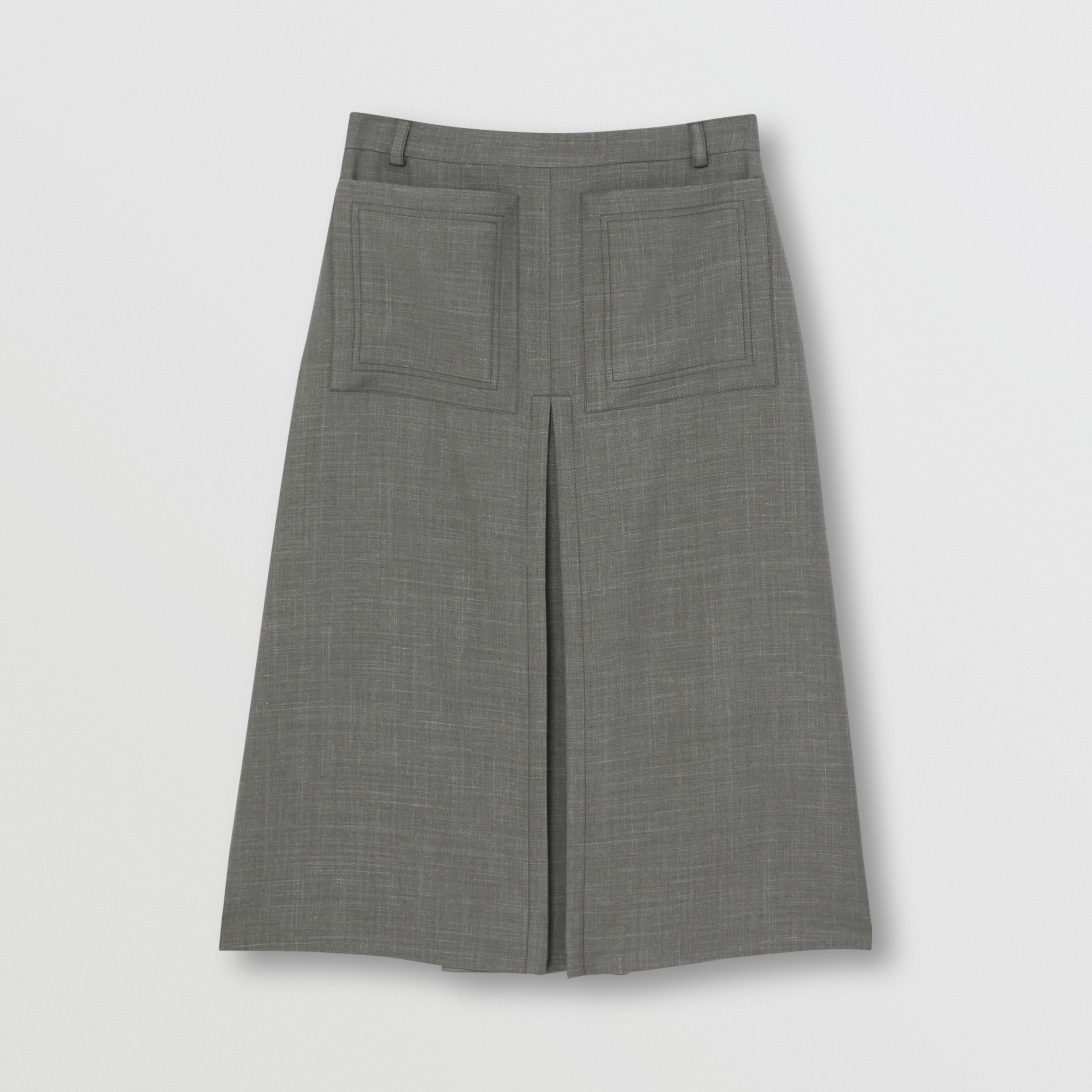 Box-pleat Detail Wool Silk Blend A-line Skirt in Charcoal Grey - Women ...