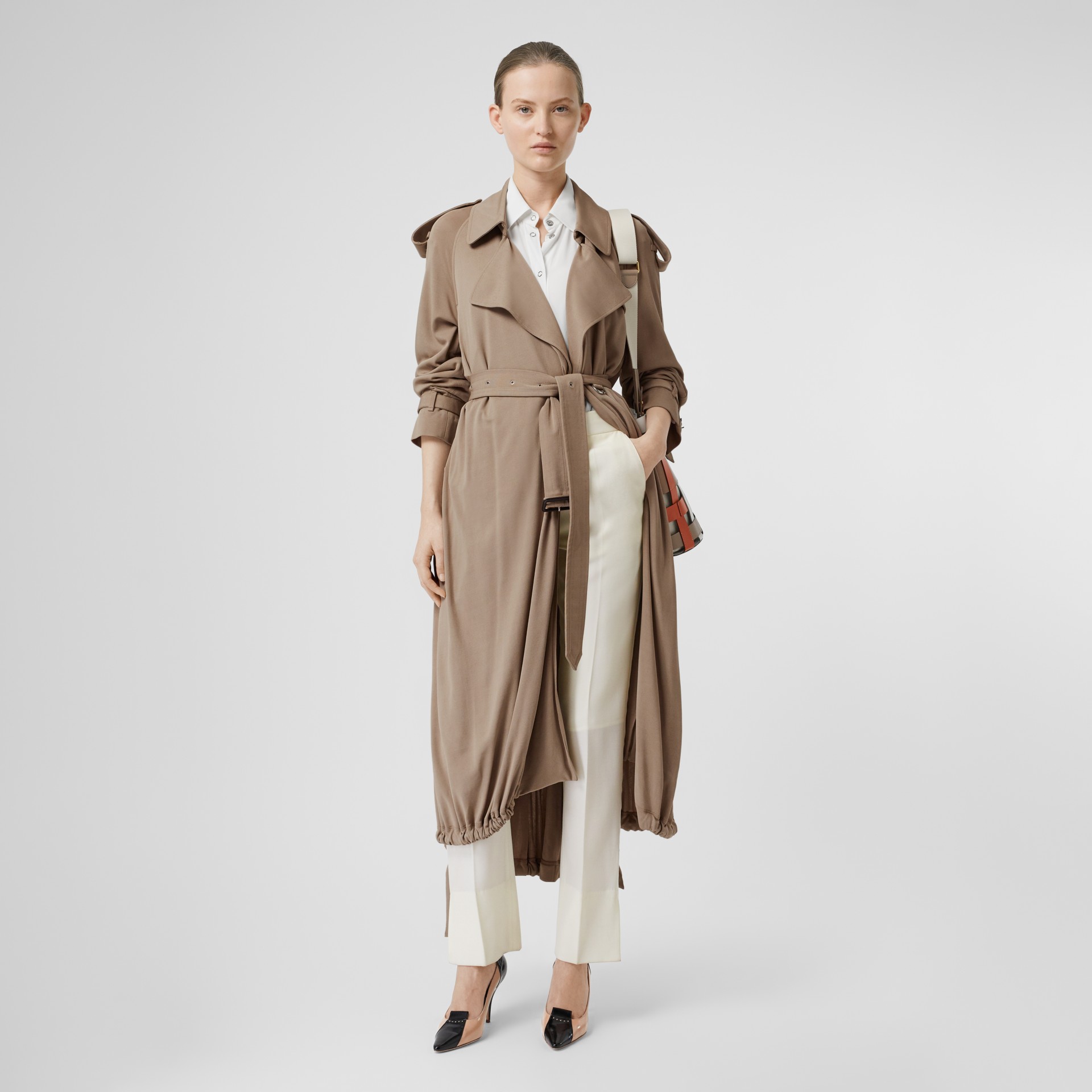 Jersey Wrap Coat in Warm Taupe - Women | Burberry United States