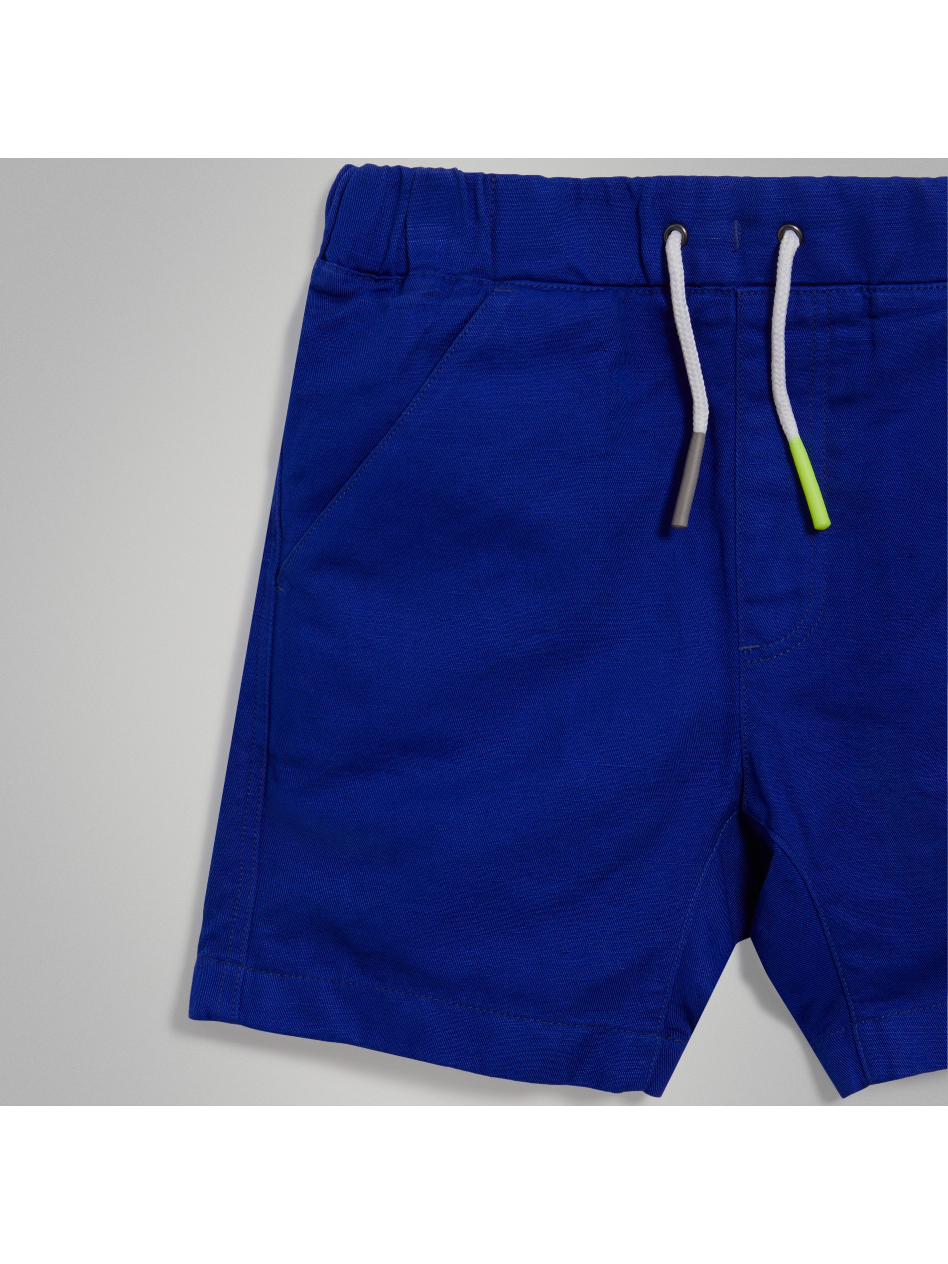 亮蓝色 斜纹棉麻混纺抽绳短裤 产品图片41