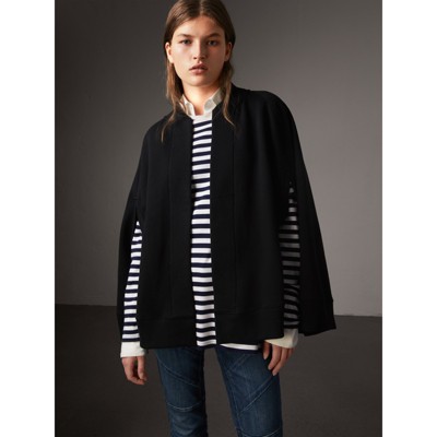 Embroidered Jersey Cape in Black 