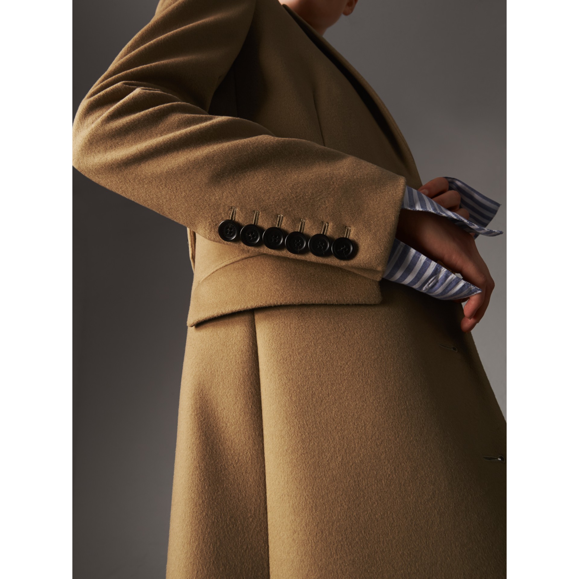 Wool Cashmere Tailored Coat in Camel Women Burberry Australia