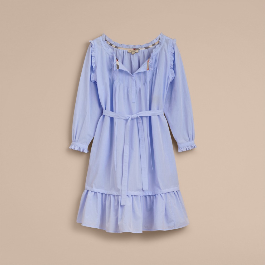 褶缝拼褶饰棉质连衣裙 产品图片31