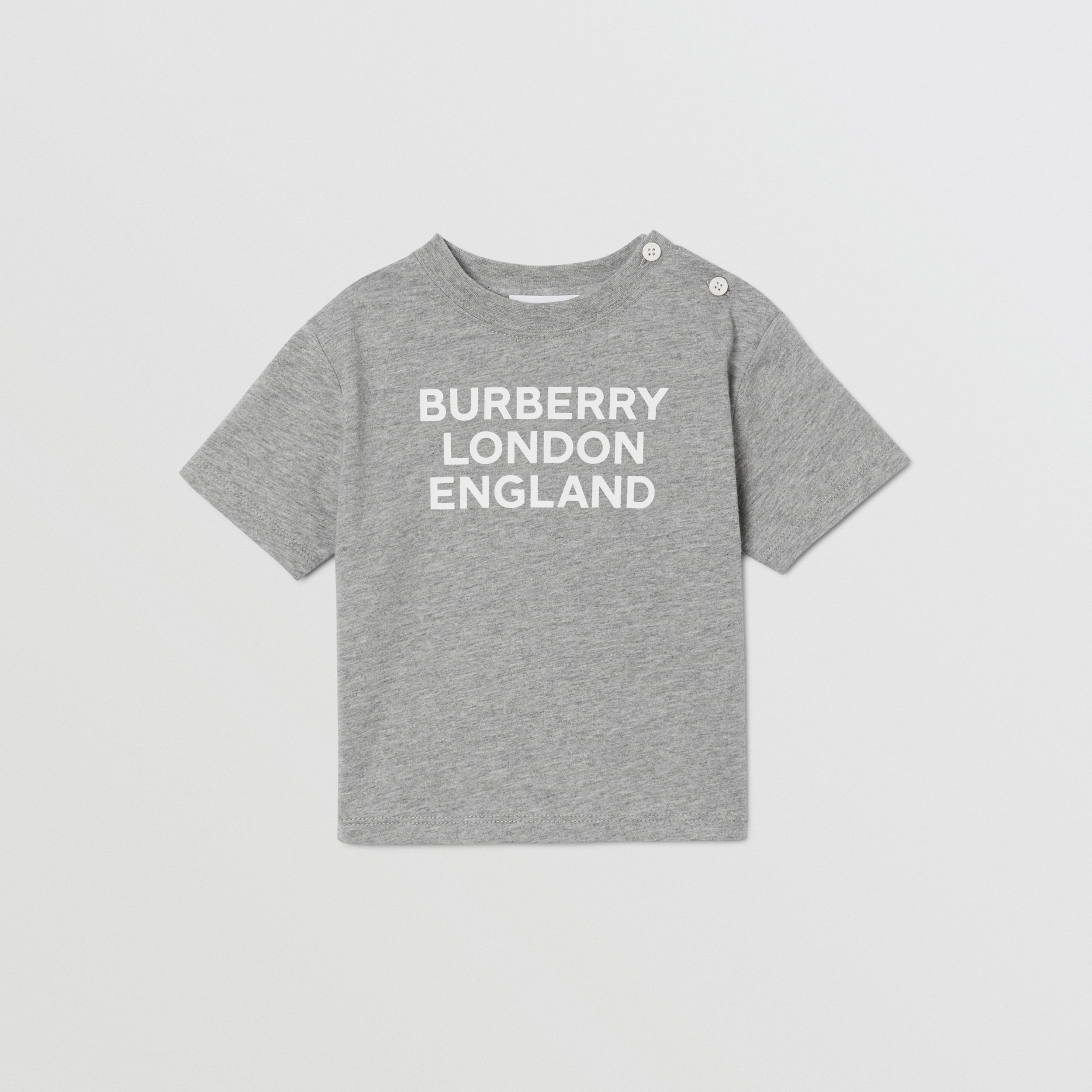 Logo Print Cotton T-shirt in Grey Melange - Children | Burberry United ...
