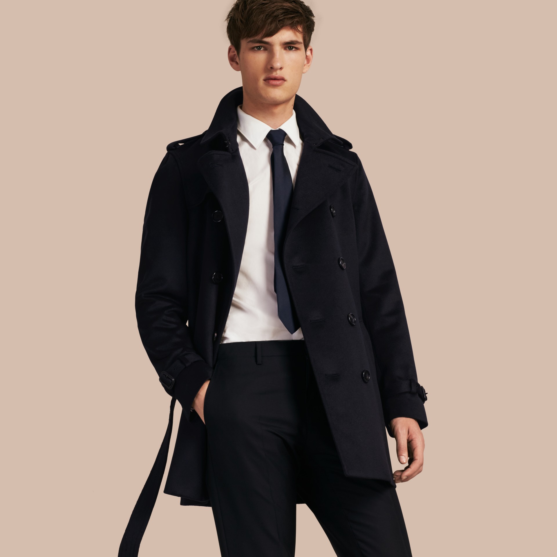 Cashmere Trench Coat in Navy - Men | Burberry United States